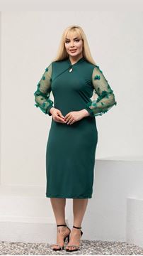 Picture of CURVY GIRL DRESS WITH FLOWERS AND CHIFFON SLEEVE